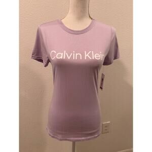 Calvin Klein Womens Logo Graphic Short-Sleeve Tee T-Shirt Orchid XS Casual New